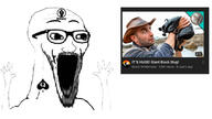 artist:sectionalism bald bbc clothes coyote_peterson glasses hand hands_up hat open_mouth queen_of_spades raised_fist_(symbol) rock sea_slug sky slug stubble subvariant:wewjak thumbnail variant:soyak water youtube // 1500x844 // 168.2KB