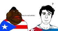 2soyjaks angry black_skin closed_mouth clothes country cuba cuba_vs_puerto_rico fat flag flag:cuba flag:puerto_rico glasses green_eyes hair lips meximutt obese puerto_rico raised_eyebrow smile soyjak star_(symbol) stubble text trend:aryan tshirt variant:ferdinanddist variant:meximutt yellow_sclera // 969x527 // 135.6KB