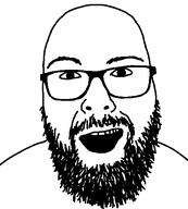 beard glasses jesse_cox open_mouth smile soyjak variant:chai_breakfast // 500x555 // 11.9KB