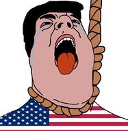 ack amerimutt anti_mutt bald bloodshot_eyes crying flag flag:united_states hanging open_mouth rope suicide tongue united_states variant:hydejak // 778x800 // 61.2KB