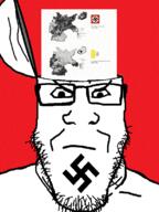 angry closed_mouth glasses head_box nazism soyjak stubble swastika variant:markiplier_soyjak // 600x800 // 94.5KB