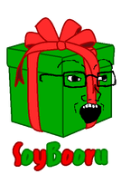 christmas glasses logo open_mouth present ribbon soybooru text transparent_background variant:soyak // 350x500 // 12.0KB