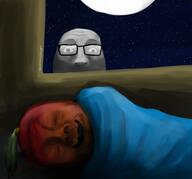2soyjaks artist:cannedpocket background blanket closed_eyes closed_mouth food fruit glasses leaf mango moon mustache night peeking shading sleeping soyjak star subvariant:berndplier variant:a24_slowburn_soyjak variant:bernd variant:markiplier_soyjak // 1999x1863 // 1.8MB