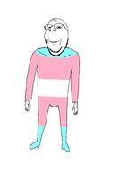 arm clothes flag full_body glasses hand leg smile soyjak stubble subvariant:wholesome_soyjak tranny variant:gapejak // 1416x2046 // 252.5KB