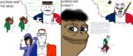 1962 4soyjaks ack algeria algerian_war berber bleached blood bloodshot_eyes brown_skin bwc crescent_and_star cuck cuckold euromutt firearm flag:algeria flag:france france frenchnigger glasses greentext gun_shot hair islam mustache open_mouth pink_hair pistol rope smile soyjak stubble subvariant:brunetto subvariant:chudjak_front subvariant:cobson_front subvariant:euroaryan subvariant:euromutt tan_skin text tits tranny variant:bernd variant:chudjak variant:cobson wikipedia // 1864x789 // 623.5KB