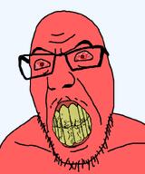 angry bloodshot_eyes clenched_teeth cracked_teeth grimace rage red_eyes red_skin rotten_teeth subvariant:cobferal variant:cobson variant:feraljak yellow_teeth // 666x798 // 42.2KB