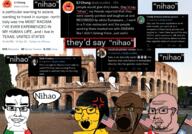 3soyjaks anger_mark angry asian black_skin brown_skin closed clothes colosseum concerned country crying ear fat female flag flag:italy flag:united_states glasses hair irl_background italy lentil long_hair looking_at_you mouth open_mouth pink_skin smile speech_bubble stretched_mouth stubble subvariant:chudjak_front subvariant:female_soyak thick_eyebrows twitter united_states variant:chudjak variant:soyak yellow_sclera yellow_skin yellow_teeth // 2560x1793 // 1.4MB