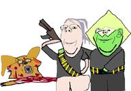 3soyjaks animal blood closed_mouth co_(4chan) dog ear glasses gore grey_hair gun hair janny peridot smile soyjak steven_universe stubble subvariant:wholesome_soyjak variant:bernd variant:gapejak variant:impish_soyak_ears // 734x514 // 102.0KB