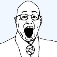 alternate clothes ear great_reset klaus_schwab open_mouth pentagram robe soyjak star variant:schwabjak // 500x500 // 12.1KB