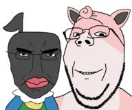 2soyjaks animal_ears anime beak bird chatot closed_mouth ear feathers frown fur glasses kanto looking_at_you nintendo no_nose pink_skin pokemon pokemon_mystery_dungeon sinnoh smile soyjak stubble subvariant:chudjak_front subvariant:wholesome_soyjak teeth variant:chudjak variant:gapejak video_game white_background wigglytuff // 684x573 // 119.7KB