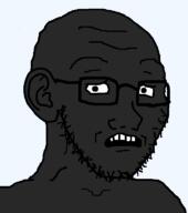 black_skin ear glasses looking_at_you nigger open_mouth soyjak stubble subvariant:soyak_(concerned) transparent_background variant:soyak // 680x768 // 28.9KB