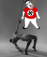 black_and_white bloodshot_eyes clothes crying fat full_body gigachad glasses hair hanging muscles muscular_male nazism obese open_mouth rope soyjak subvariant:chudjak_front suicide swastika tongue variant:chudjak // 844x1022 // 406.6KB