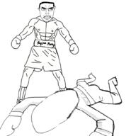 2soyjaks boxing boxing_glove buff foot hair shoe shorts sock soyjak soyjak_party subvariant:chudjak_front unbothered variant:chudjak variant:cobson white_background // 1000x1000 // 271.1KB