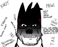 angry animal ear furry glasses lingo ominous owo soyjak stubble text variant:markiplier_soyjak vein // 799x656 // 118.0KB