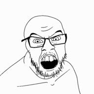 animated blur distorted glasses mustache open_mouth soyjak stubble variant:feraljak // 600x600 // 4.0MB