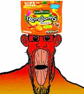candy clothes ear flavorjak food glasses hat oh_my_god_she_is_so_attractive open_mouth orange sour soyjak stretched_mouth stubble subvariant:longplier variant:markiplier_soyjak // 1521x1699 // 279.2KB
