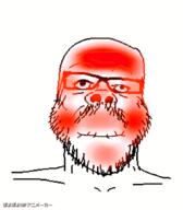 closed_mouth glasses holding_breath jump mustache poyopoyo red red_face red_skin soyjak stubble variant:a24_slowburn_soyjak what_are_your_fetishes // 349x400 // 820.8KB