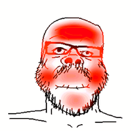 closed_mouth glasses holding_breath jump mustache poyopoyo red red_face red_skin soyjak stubble variant:a24_slowburn_soyjak what_are_your_fetishes // 349x400 // 820.8KB