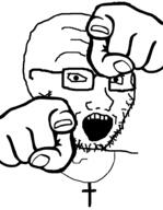 christianity cross glasses hand necklace open_mouth pointing pointing_at_viewer religion soyjak stubble variant:soyak // 760x980 // 64.8KB