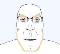 a10_eyes aryan bald front_facing glasses smile soyjak stubble subvariant:teutonson subvariant:teutonson_front teutonic variant:cobson yellow_hair yellow_stubble // 768x695 // 74.7KB
