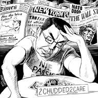 angry arm closed_eyes closed_mouth ear glasses hair hand hashtag lips news newspaper picture soyjak table text the_west_has_fallen thick_eyebrows thinking variant:chudjak // 1000x1000 // 301.4KB