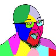 alsuus glasses open_mouth soyjak stubble trend:colorjak variant:terfjak // 400x400 // 12.7KB