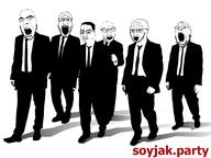 bald clothes full_body glasses multiple_soyjaks open_mouth reservoir_dogs shadow soyjak soyjak_party stubble suit variant:chudjak variant:cobson variant:feraljak variant:gapejak variant:markiplier_soyjak variant:soyak walking white_background wrinkles // 4500x3375 // 1.6MB