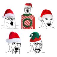 5soyjaks asian christmas clothes ear fu_manchu_(mustache) glasses multiple_soyjaks mustache open_mouth santa santa_hat stubble variant:a24_slowburn_soyjak variant:soyak variant:tony_soprano_soyjak // 2400x2400 // 2.1MB