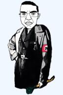 album_cover carrot closed_mouth glasses hair holding_object music nazism patrick_crusius smile subvariant:chudjak_front swastika the_residents the_third_reich_n_roll trenchcoat variant:chudjak vegan // 400x598 // 184.0KB