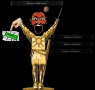 arm armor beard brown_skin clothes dark_souls full_body glasses hair hand leg open_mouth soyjak subvariant:science_lover sword text variant:markiplier_soyjak video_game // 884x838 // 319.5KB