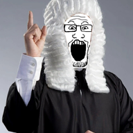 clothes glasses hair irl judge open_mouth soyjak stubble variant:markiplier_soyjak white_hair wig // 819x1024 // 440.6KB