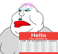 hair hello_my_name_is_(sticker) lipstick pink_hair soyjak soyjak_wiki text trend:slopjak variant:meximutt yellow_sclera // 700x649 // 49.9KB