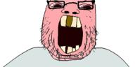 angry bloodshot_eyes clothes glasses oekaki open_mouth pink_skin soyjak stubble variant:unknown // 500x250 // 27.5KB