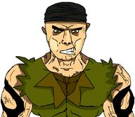 abs black_durag black_tattoos buff durag ear eyebrows grin hotline_miami hunter_red_star meta:semi_nas military mole muscular_male neck nikolay_avilov_(hunter_saga) nose ripped_clothes ripped_uniform scar soldier subvariant:chudjak_front subvariant:muscular_chud tattoo teeth uniform variant:chudjak vein white_skin yellow_eyes // 1059x922 // 64.8KB