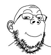 closed_mouth ear glasses smile soyjak stubble subvariant:shrimpish variant:gapejak // 686x726 // 90.8KB