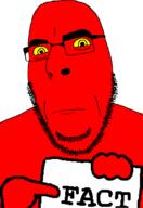 demon fact glasses hand holding_object looking_at_you neutral red_skin sign soyjak stubble text variant:cobson yellow_eyes // 775x1127 // 49.9KB