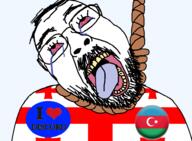 azerbaijan badge bloodshot_eyes crying discord flag flag:azerbaijan flag:georgia_(country) georgia glasses hair hanging heart i_love mustache open_mouth rope soyjak stubble suicide tongue variant:bernd yellow_teeth // 975x716 // 120.3KB