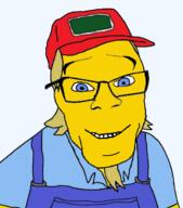 blue_eyes cap chuck closed_mouth clothes glasses goatee hair hat smile sneed soyjak the_simpsons transparent_background variant:feraljak yellow_skin // 621x705 // 237.6KB