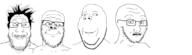 4soyjaks are_you_soying_what_im_soying closed_mouth glasses hair mustache scared smile soyjak stubble subvariant:soyak_(concerned) subvariant:wholesome_soyjak variant:a24_slowburn_soyjak variant:gapejak variant:markiplier_soyjak variant:soyak // 3020x872 // 348.6KB