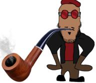 bald beret brown_album brown_pants brown_skin full_body goggles leather_jacket maroon neutral oc pipe shoe smoke smoking stubble subvariant:neutralplier variant:markiplier_soyjak // 1498x1286 // 160.9KB