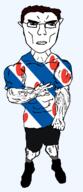 arm buff closed_mouth clothes ear flag flag:friesland friesland full_body glasses hair hand netherlands shoe soyjak subvariant:chudjak_front subvariant:unbotheredchud variant:chudjak vein // 549x1268 // 54.0KB