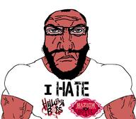 alastor angry buff glasses hazbin_hotel helluva_boss i_hate merchandise muscular_male punisher_face red_skin soyjak subvariant:science_lover text variant:markiplier_soyjak // 1198x1050 // 154.8KB
