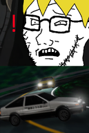 ! 3soyjaks blond bmw car concerned drifting driving exclamation_mark glasses hair initial_d nate neck nose open_mouth panel stubble subvariant:soyak_(concerned) teeth text toyota variant:markiplier_soyjak variant:soyak // 1344x1999 // 1.5MB