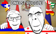 2soyjaks flag:abkhazia flag:armenia flag:artsakh flag:georgia_(country) flag:south_ossetia friendship glasses hand happy irl_background looking_at_you no_more_brother_wars one_struggle smile soyjak stubble variant:cobson variant:feraljak // 2000x1231 // 389.7KB
