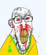 angry badge blood bloodshot_eyes brazil clenched_teeth closed_mouth conservative cracked_teeth glasses mustache nosebleed portuguese_text soyjak stubble subvariant:feralrage text variant:feraljak vein yellow_shirt yellow_teeth // 1500x1800 // 141.5KB