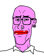bald closed_mouth clothes ear earring faggot ftm glasses lips mulletjak nose_ring pink_skin pooner red_lips smug variant:mulletjak // 838x1072 // 33.9KB