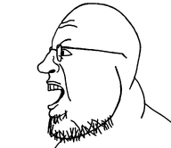 angry beard double_chin fat forehead_lines glasses lips looking_to_the_left neck nose open_mouth series:sidejaks side_profile stubble teeth transparent_background variant:shotjak // 1273x1100 // 58.4KB