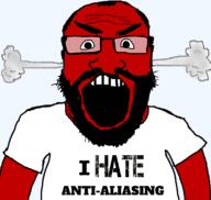 angry antialiased beard fume glasses i_hate open_mouth red_skin soyjak steam subvariant:science_lover variant:markiplier_soyjak // 800x759 // 85.0KB