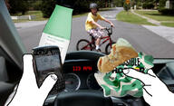bicycle blackberry bottle car child closed_mouth driving eating glasses hamburger hand helmet holding_object holding_phone imminent_death impossible_whopper irl mirror mustache phone plastic_bottle pov reflection road soy soyjak soylent soylent_(mint_chocolate) soylent_bottle speedometer variant:a24_slowburn_soyjak // 768x469 // 91.7KB