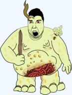 chaos daemon fat full_body great_unclean_one hair holding_object monster nikocado_avocado nurgle poop shroomjak soyjak stubble variant:cobson variant:impish_soyak_ears warhammer warhammer_40k // 1500x1982 // 619.9KB